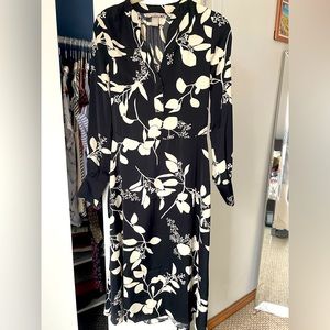 Silky black and white floral dress